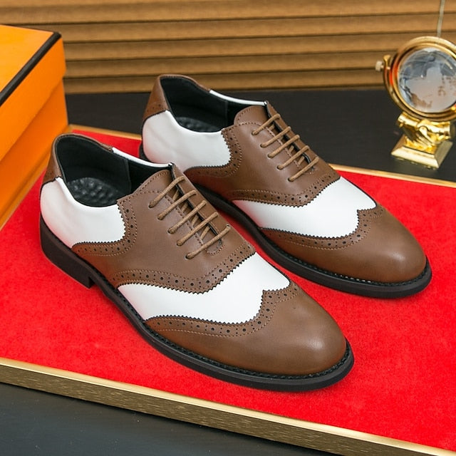 and White in Wingtip Men's Oxford Shoes Brogue Two-Tone