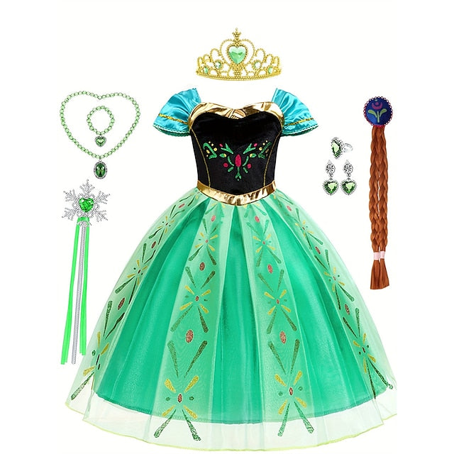 Party Frozen Princess Girl Fairytale Theme Dress Anna Flower