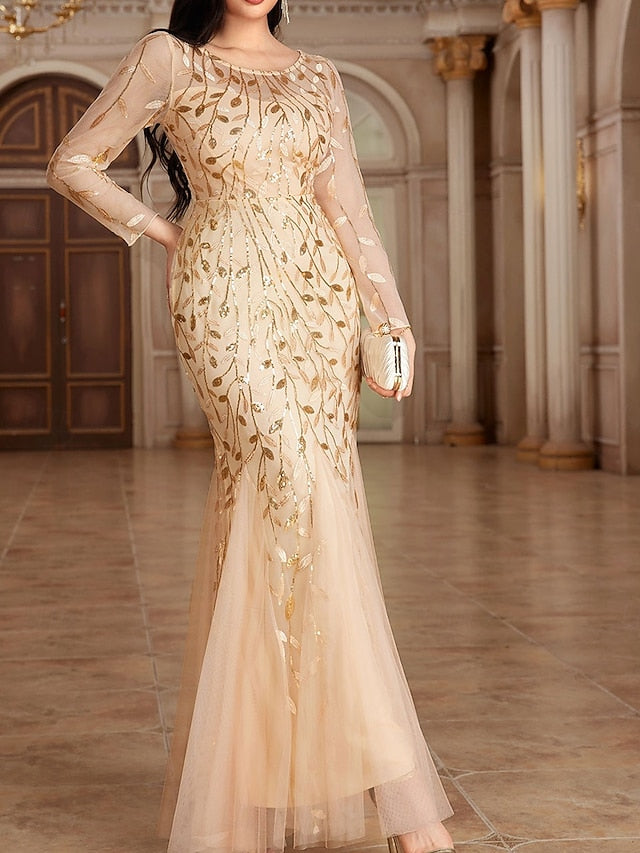 Crew Elegant Neck the Floor of Party Mother Dress Bride