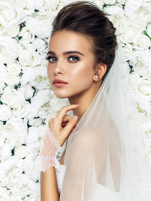 Elegant – Gloves Bridal Fingerless Wedding White Lace