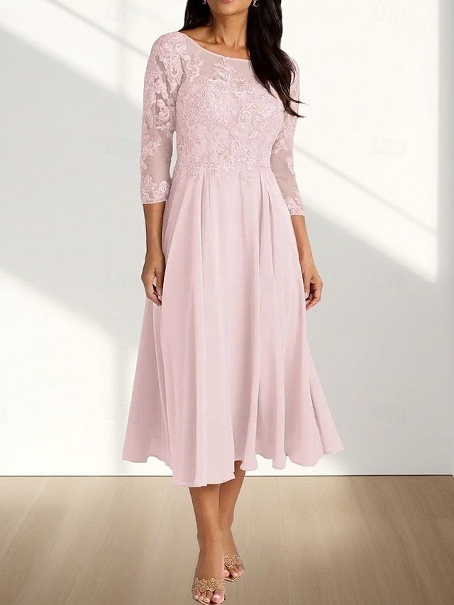 Dress Bride Elegant Mother of the Crew Neck Wedding A-Line Guest