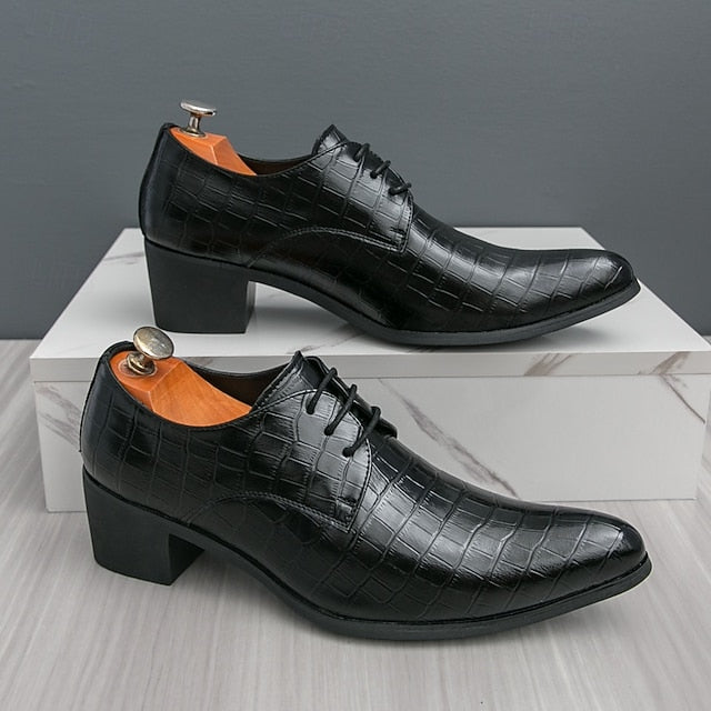 Dress – Red Men's Pattern Shoes Faux Crocodile Leather