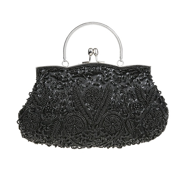 Vintage White Evening Beaded – Purse Women's Clutch