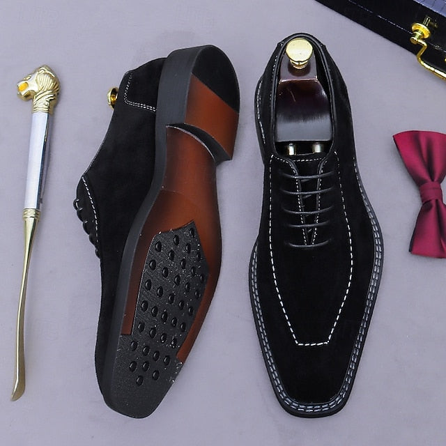 Men's Derby - Shoes Suede Classic Leather Genuine Cowhide