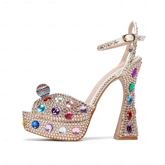 Sparkly Sandals Platform Women's Colorful – Rhinestone