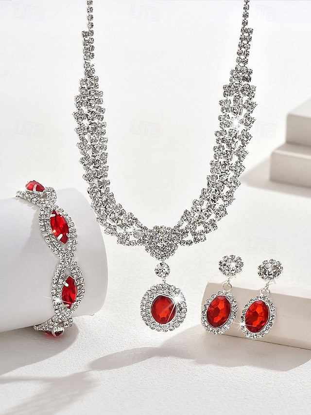 Green Elegant Jewelry Luxury – Necklace Set Crystal Women for