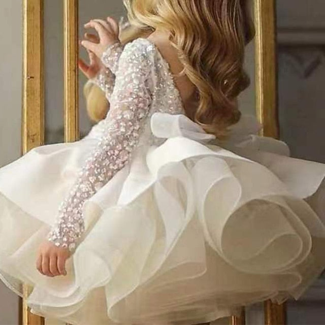 Girls' Dress Flower Long Sequin Kids Girl Party