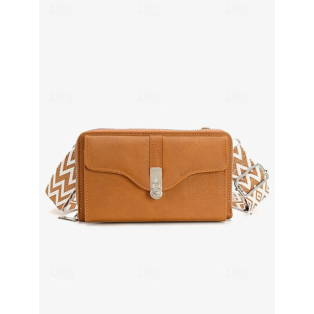Crossbody Faux Damen Geometrische Tasche Muster mit Leder