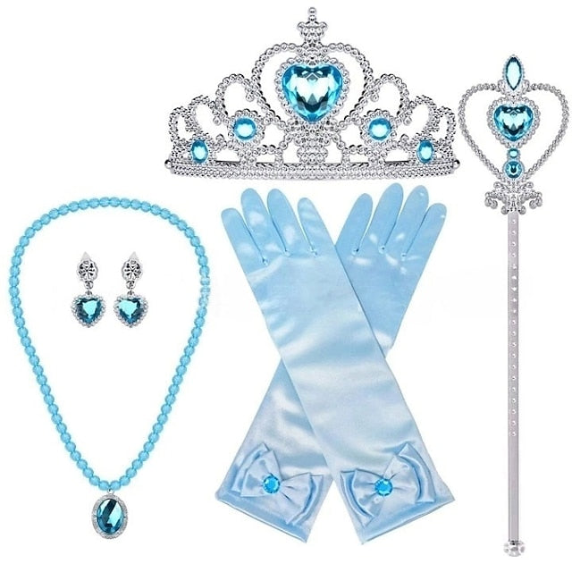 With Tulle Princess Cape Hooded Crown Dress Set Cloak Elsa