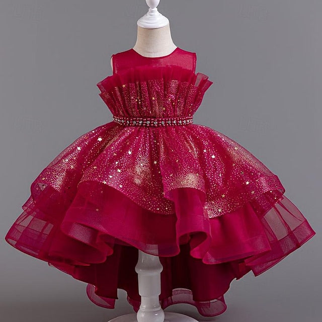 Flower Sequin Party Kids Girl Sleeveless Girls' Dress