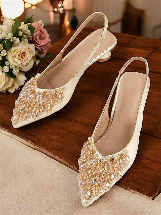 with Women Shoes for Slingback Wedding Ivory Beaded Detail -