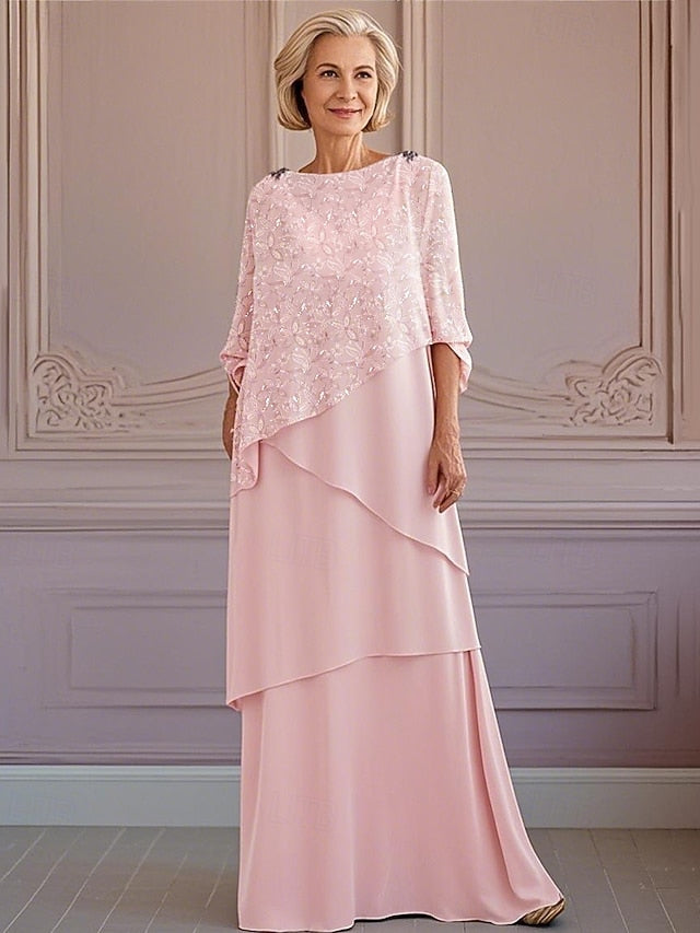 Tier Dress Elegant Lace the of Mother Vintage Jewel A-Line Bride