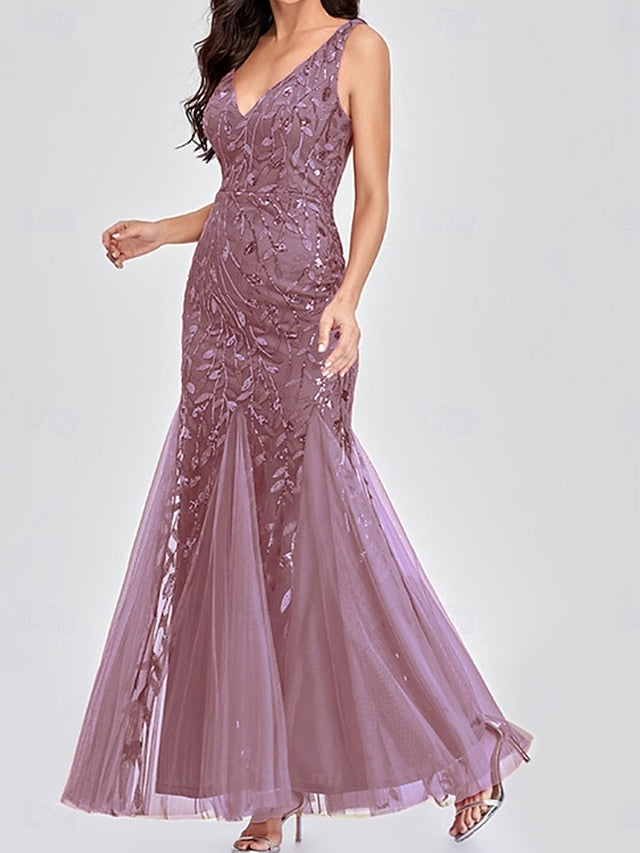 Bride the Floor Dress Neck V Mother Elegant of Party