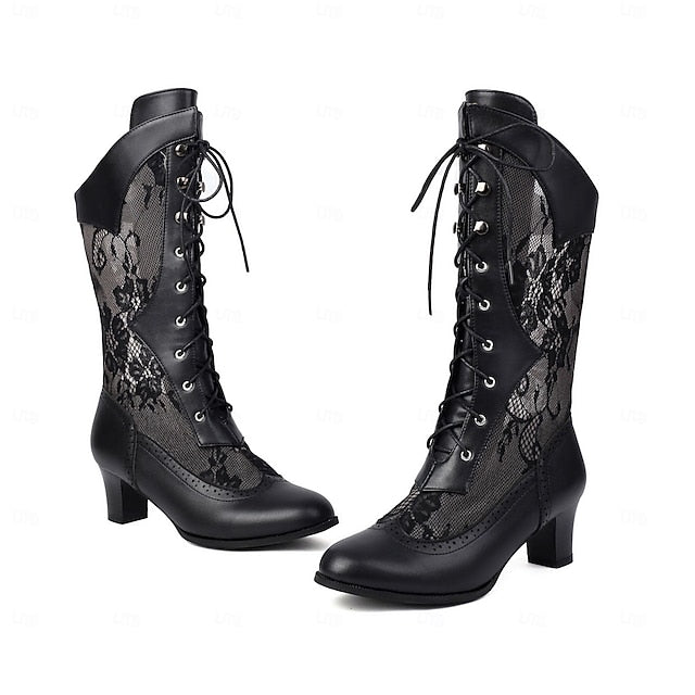 White with Boots Victorian-Style Women's Lace Lace-Up