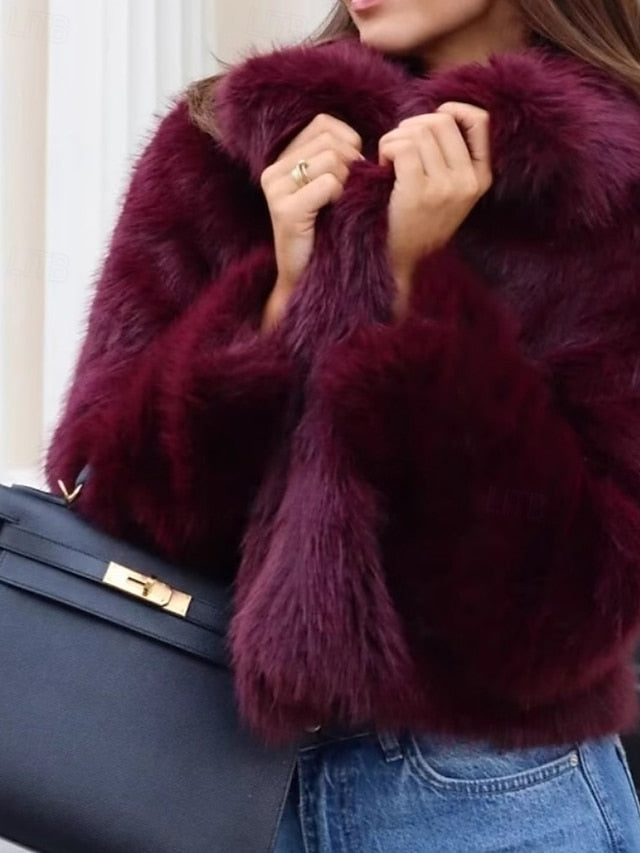 Women's Faux Furs Warm Comfortable Coat Leathers Fur