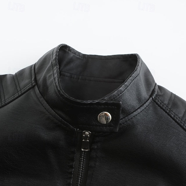 Faux Comfortable Women's Jacket Pocket Zipper Leather