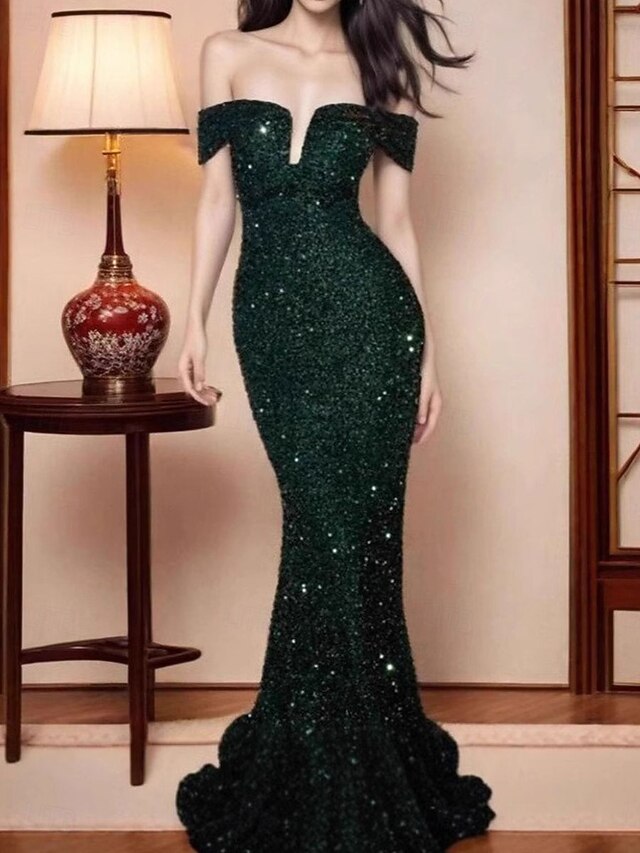 Mermaid Trumpet Sweep Brush Train Prom Dresses Evening Gown
