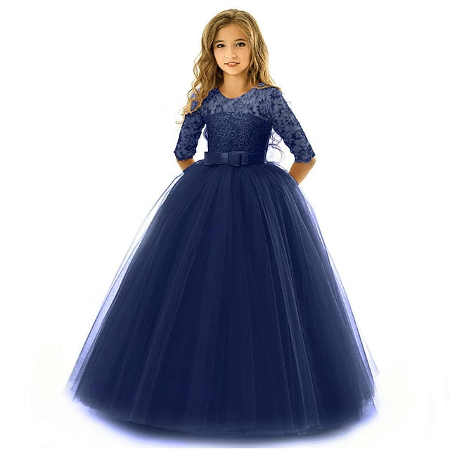 Wedding Girls' Dress Colored Girl Kids Solid Flower
