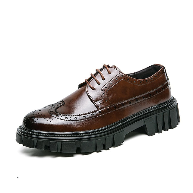 Chunky – Leather Brown Shoes Sole Men's Faux Brogue