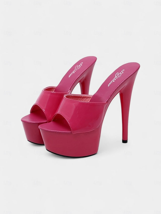 Red Women's with Heels High Patent Platform Leather