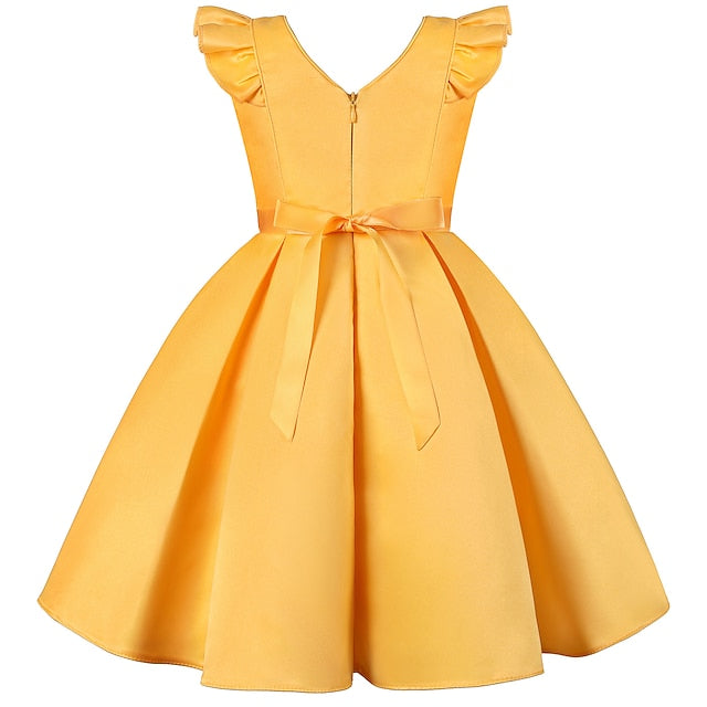 Kids Formal Sleeveless Party Girls' Solid Dress Color