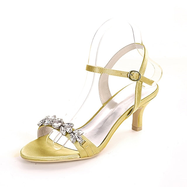 Silver Sandals Heeled Elegant Women's – Rhinestone