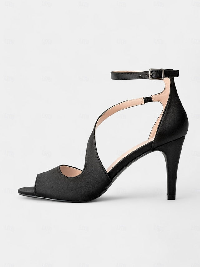 Heels Wedding Nude Women Peep-Toe - for Satin Elegant