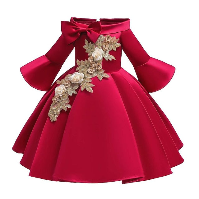 Floral Dress Kids Girls' Sleeve Length Party Formal 3/4