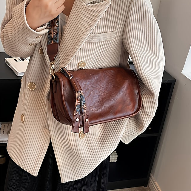 with Vintage Leather Bohemian Strap Handbag – PU Women's
