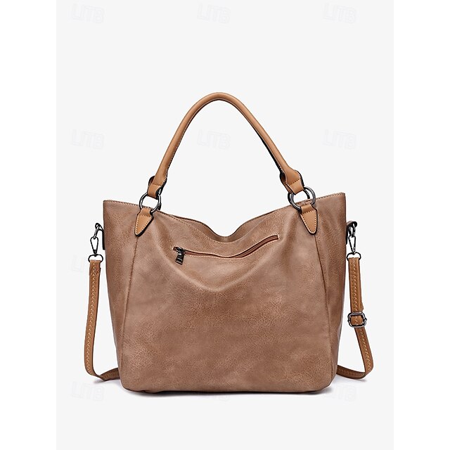Brown Faux – Women's Tote Bag Handbag Leather Spacious