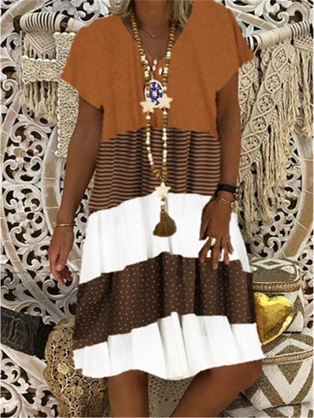 Women's Casual Dress T Shirt Dress Tee Dress Polka Dot