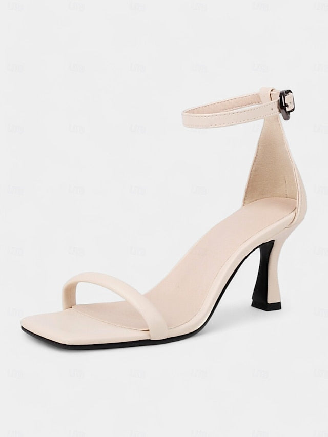 Strap Ankle Green Minimalist Sandals - Women for Mid-Heel Sleek