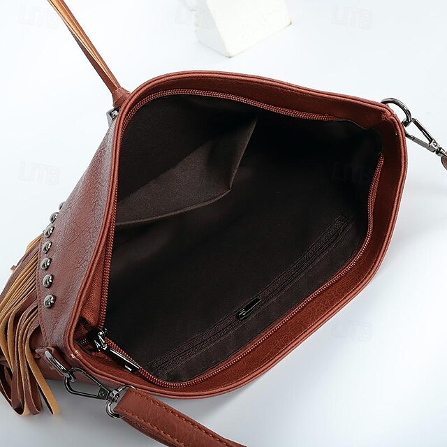 Sac bandoulière bohème en cuir à franges pour femme