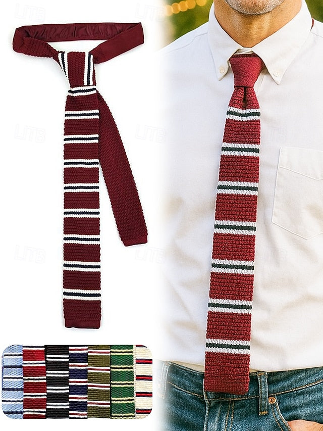- Neck Men's Stripe Stylish Knit Christmas Tie Woven