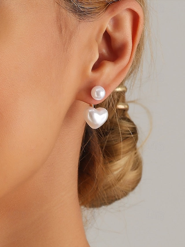 – Drop Pearl Minimalist Elegant Heart-Shaped Romantic Earrings