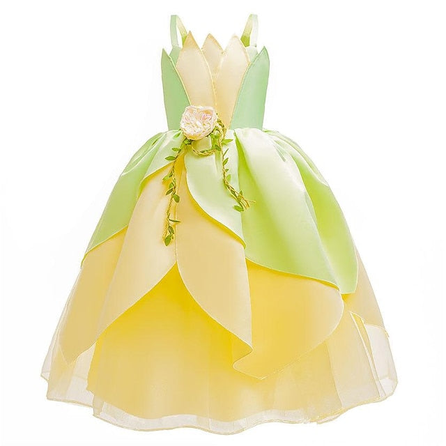 Theme Girl Dress Princess Tinker Fairytale Flower Tiana Bell