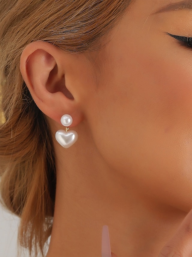 – Drop Pearl Minimalist Elegant Heart-Shaped Romantic Earrings