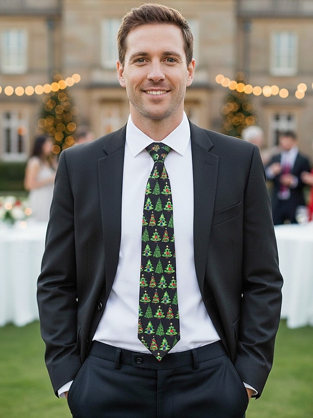 Fun Men's Polyester Tie and Tree Santa Christmas – Silk
