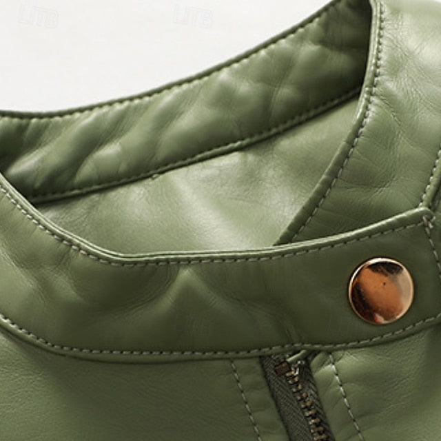 Women's Faux Zipper Comfortable Jacket Leather Pocket