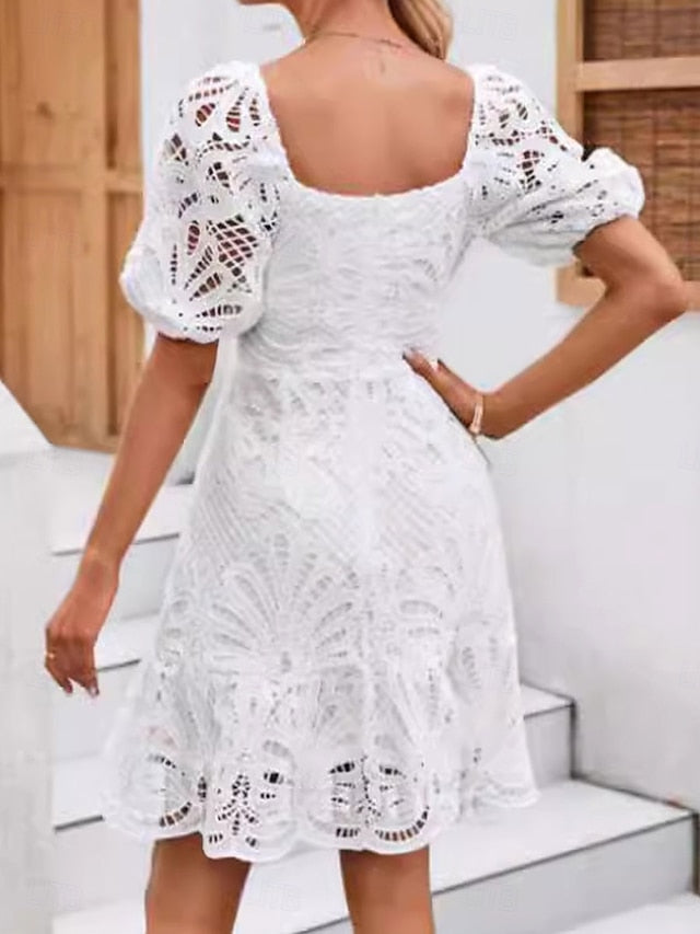 Women's Mini Dress A Line Dress Summer Dress Eyelet Dress