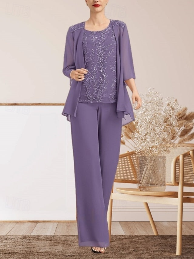 the Mother Guest of Wedding Pantsuit Dress Bride Elegant Piece 3