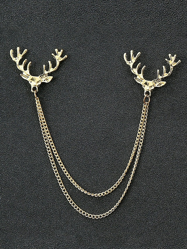 Christmas Reindeer Men's Collar Pins Elegant – Alloy