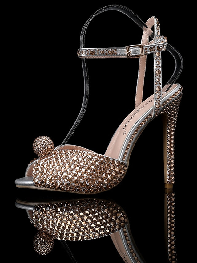 Women's Stiletto Embellished Sandals Rhinestone Heel with