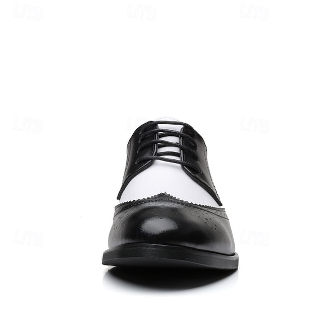 Dress Oxford Shoes with Black and White Men's Brogue