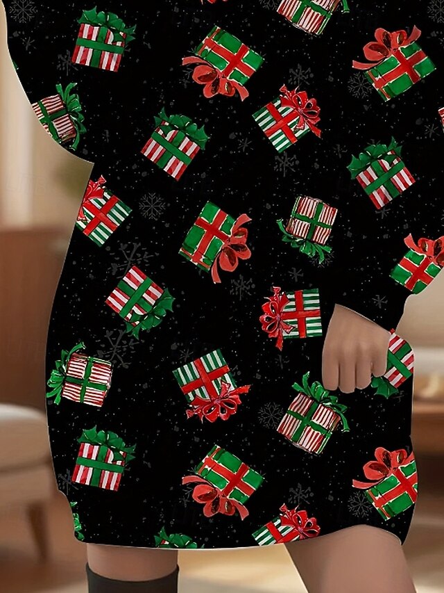 Women's Mini Dress Christmas Dress Hoodie Dress T Shirt