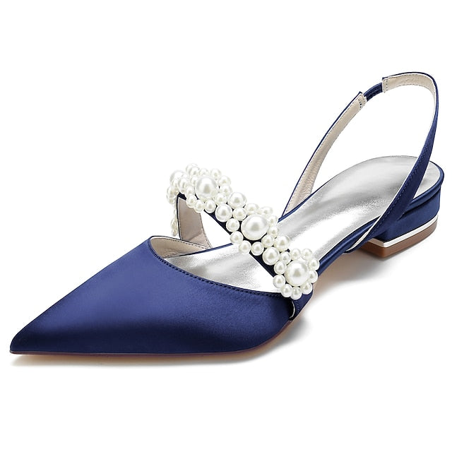 with Pearl White Elegant Satin Women's Shoes Dress