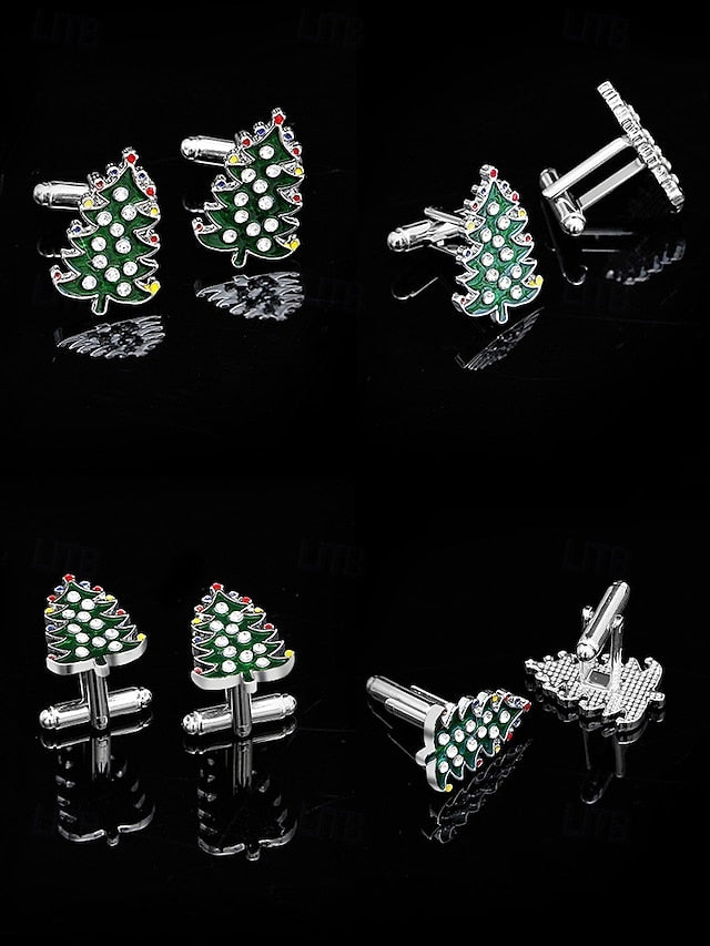 Clip Set Tie - Cufflinks Festive Men's and Tree Christmas