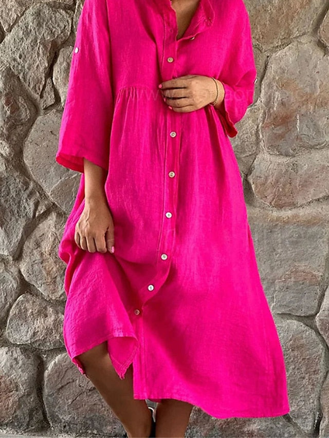 Women's Black White Green Summer Spring Midi Dress Faux