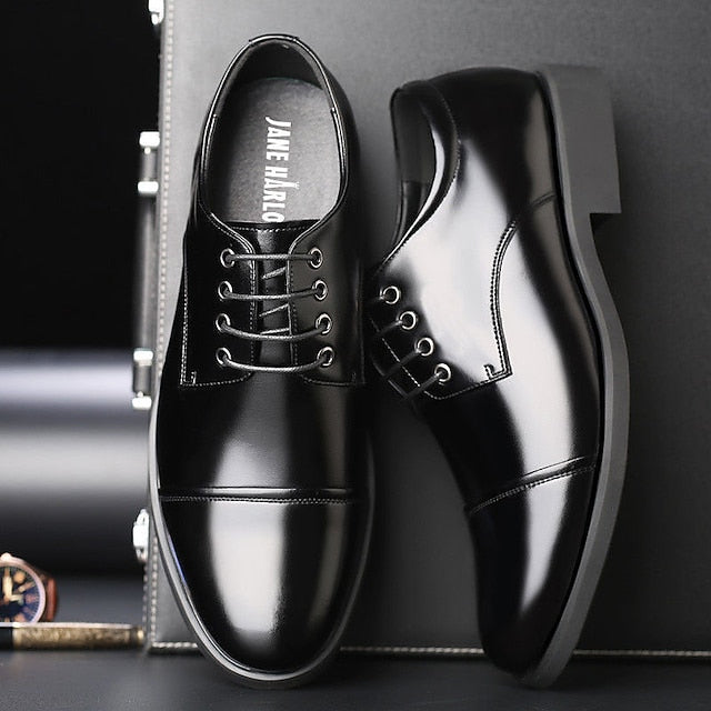 Dress Patent Lace-Up Black Shoes Leather Oxford with Men's