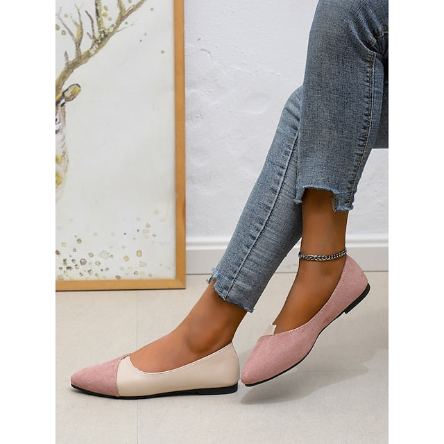 Two-Tone Elegant Slip-On Toe Pointed Women's Flats –